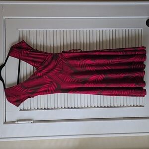 GUC- LIZZATTI Faux Wrap V-neck Dress in Pink and Brown, Size 4